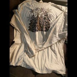 Cream shirt with trees and snow flakes
